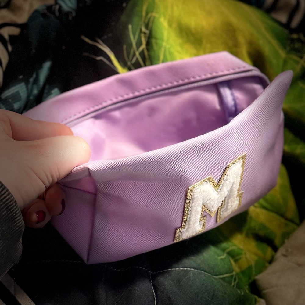 Lavender Cosmetic Bag with M Patch